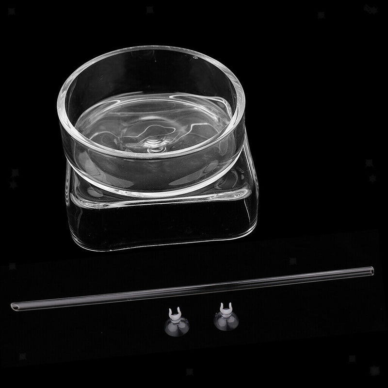 2Pcs Aquarium Fish Tank Glass Shrimp Food Dish with Acrylic Feeding Tube 40cm