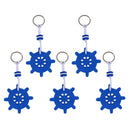 5x Boating Sea Fishing Water Floating Keychain Key Ring- Wheel Rudder Blue