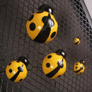 10cm Ladybug Iron Hanging Wall Yellow Iron Sculpture Statue Ornament Garden