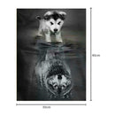 5D Diamond Dog Reflected Wolf Embroidery DIY Cross Stitch Home Decor