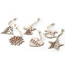 6PCS Hollow Christmas Snowflakes Wooden Pendant Ornament For Xmas Tree Kids  Nw