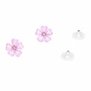 Women Flower Crystal Rhinestone Ear Stud Earrings Pink