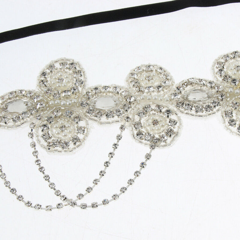 2x Tassel 20s Crystal Rhinestone Fascinator Headpiece Headband Bridal