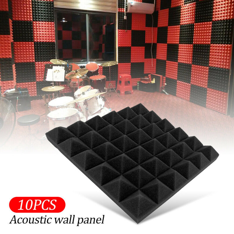 10pcs Soundproofing Foam Pads Studio Room Sound Treatment Foam (Black) A