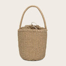 Straw Weaving Shoulder Bucket Handbags Women Top-handle Bags (Light Brown) A