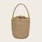 Straw Weaving Shoulder Bucket Handbags Women Top-handle Bags (Light Brown) A