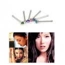 24Pcs Wholesale Mixed Crystal Stainless Steel Nose Bone Stud Ring Pierci XDE
