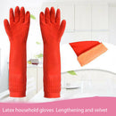 Waterproof Warm Household Dishwashing Dust Glove Long Rubber Gloves Kitchen  Hn