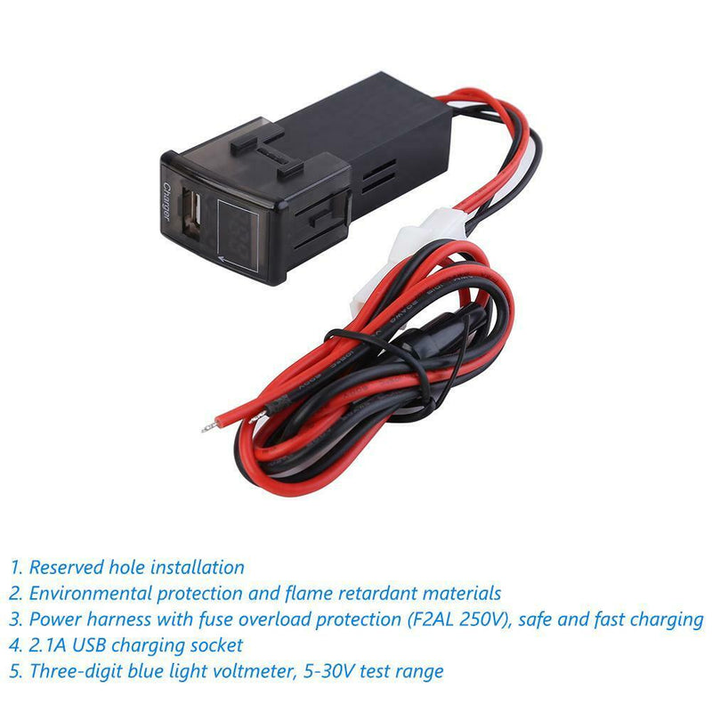 12V 24V to 5V 2.1A USB Car Charger Adapter with Blue LED Voltmeter for ISUZU