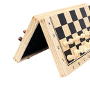 Handmade Folding Wooden Magnetic Chess Board Set with Extra 2 Queens, 39x39cm,