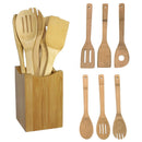 6x/Set Bamboo Utensil Kitchen Wooden Cooking Tools Spoon Spatula Mixing MO