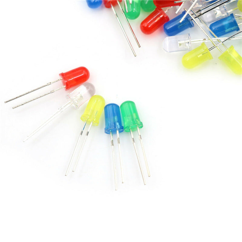 100Pcs/Set 5mm LED Lights Emittings Diodes DC2.5V-3V Red/Green/White/Blue/Ye SE