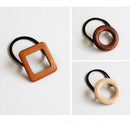 Fashion Retro Elastic Hair Band Geometric Round Square Wood Hair Ring Simpl