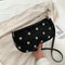Daisy Flower Crossbody Bag Women PU Elegant Shoulder Tote Handbag (Black) A