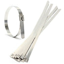 10 pcs 0.39" x 15.75" Stainless Steel Metal Cable Zip Tie Wrap Exhaust Stra