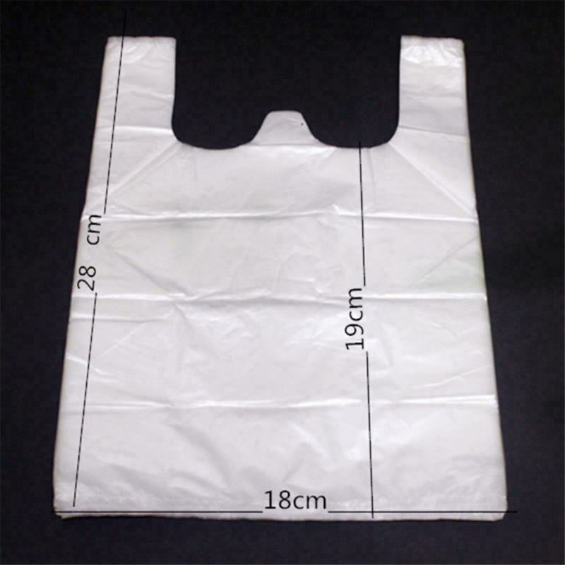 100pcs  18X28cm Carry Out Retail Supermarket Grocery White Plastic Shopping Bags