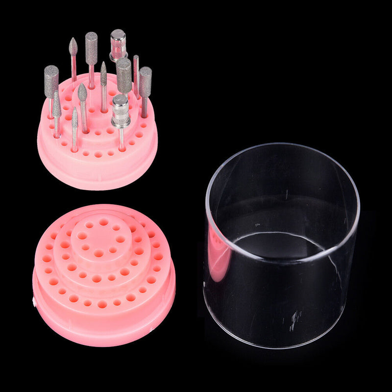 48Hole Pink Organizer Manicure Storage Box Displayer Nail Drill Bit Holder Kw