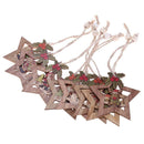 8pcs Christmas Wood Star Hanging Decor New Year Tree Home Party Ornament