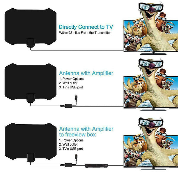 HJ0003 200 Miles 1080p 4K HDTV TV Antenna Indoor Signal Receiver Amplifier A#S