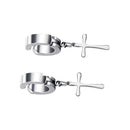 2 Pairs Of 361L Stainless Steel Non-piercing Clip On Earrings Cross Drop Earring