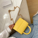 Women Mini Shoulder Bag Alligator PU Tote Chain Crossbody Pouch (Yellow)