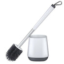 Toilet Brush and Base Kit with Aluminum Handle and Soft Silicone Bristles S