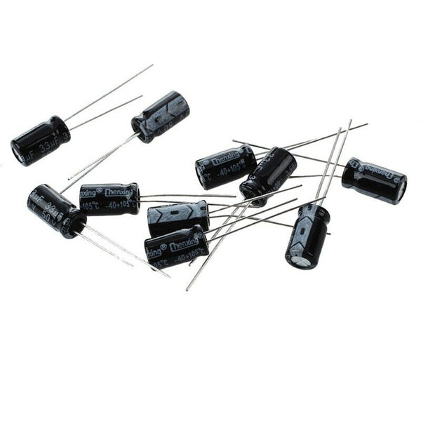 10 x 33uF 50V 105C Radial Electrolytic Capacitor 6x12mm