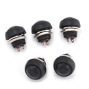 5Pcs Black 12mm Waterproof Momentary ON/OFF Push Button Mini Round Switch JR