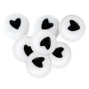 50Pcscrylic Heart Love Coin Round Flat Spacer Beads 7mm Black  White New