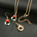 Creative Christmas Drop Earrings Rhinestone Pendant Necklace Jewelry Set A