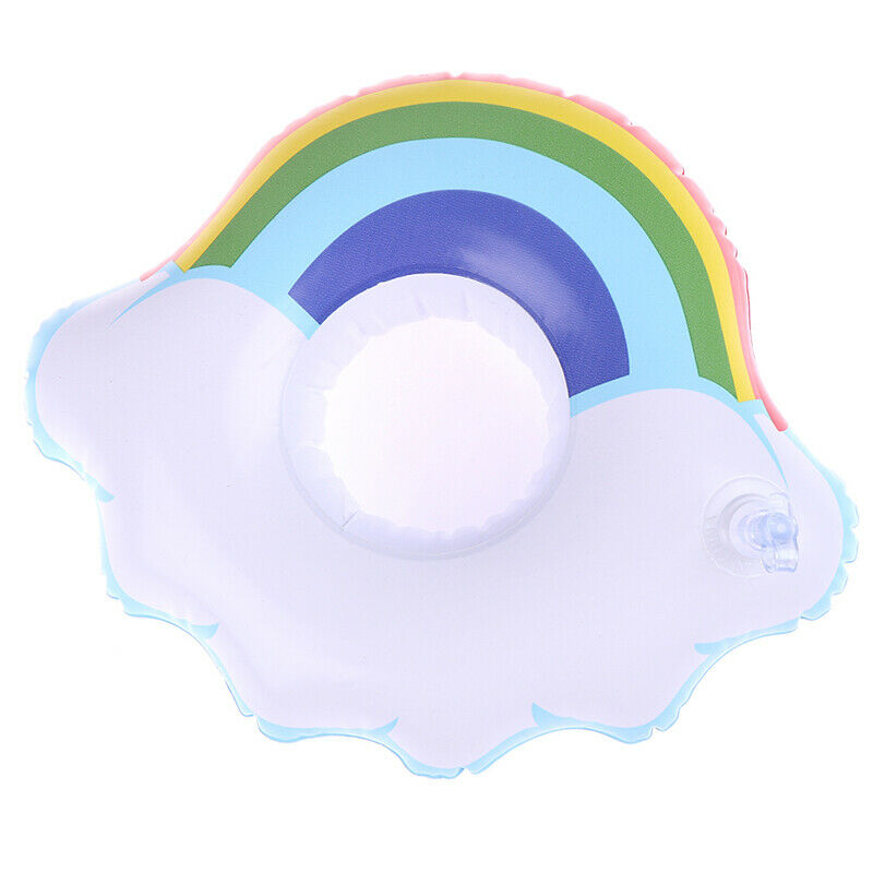 1 Pcs Inflatable Floating Rainbow Clouds Drink Cup Holder for Pool Swim Ring  FT