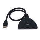 High-quality 3x1 HDMI Switcher Switch Splitter with Cable(Black)