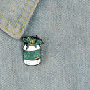 Plant Flowerpot Enamel Brooch Badge Shirt Lapel Pins Jewelry Gift (Style 1) A