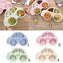 Baby Kids Food Dish Tray Plate Food Meal Dinner Bowl with Compartment Green