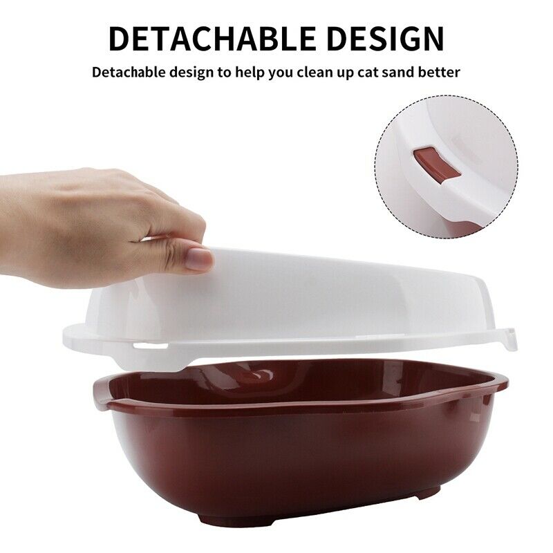 Large Size Cat Litter Box Semi-Closed Cat Sandbox Toilet for Pet Cat Traini Q8G5