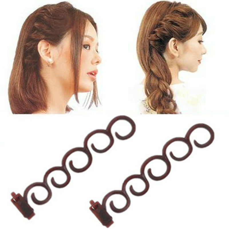 2pcs Magic Twist Styling Hair Braider Braid Roller Tool Holder Clip DIY French