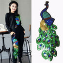 Women Sequin Peacock Embroidery Applique Patch Sew On Clothes Accessory DMO