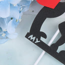 1PC Cake Topper Black Boy & Girl with Red Heart Wedding Paper DIY Wedding Part@