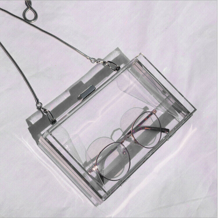 Acrylic Transparent Clutch Chain Box Women Shoulder Bags Hard Day Clutches  X6U4