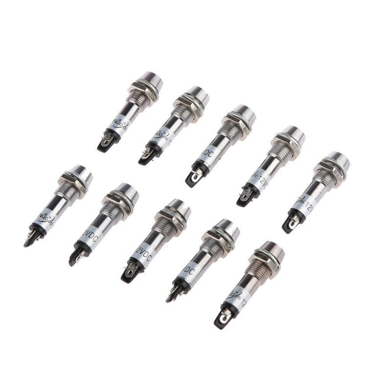 12V 24V 8mm Power Indicator Signal Light XD8-1 Led Light Bulb Pack of 10 Red
