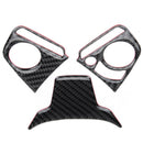 2Pcs Car Steering Wheel Button Switch Panel Cover Trim Decoration Carbon Fi