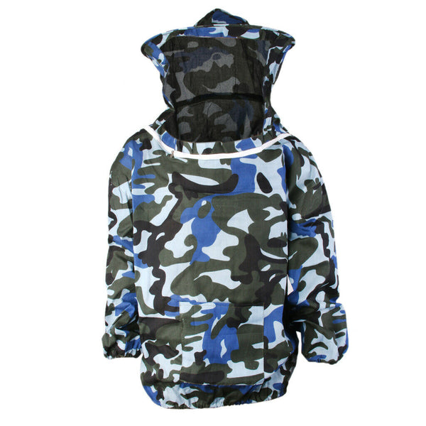Beekeeping Jacket Veil Bee Protecting Suit Dress Smock Equipment Blue Camo