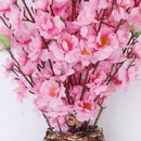 1Pc Peach Artificial Cherry Spring Plum Peach Blossom Branch Silk  Flower T G8E3