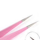 Steel Pink Btraight + Bend Tweezer for Eyelash Extensions Nail Art Nippers3C Kw