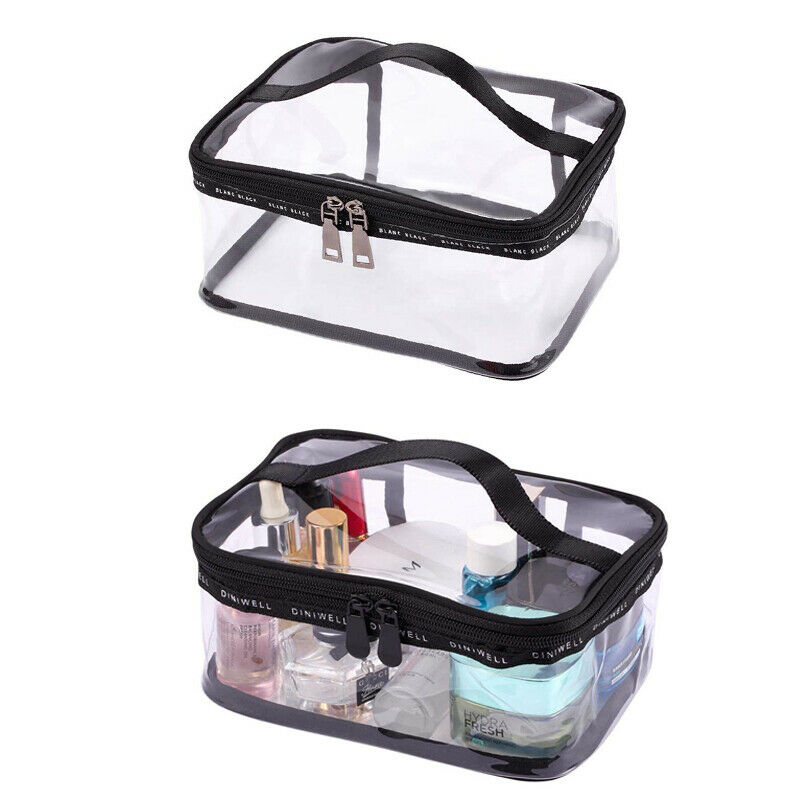Black + transparent Travel Cosmetic Bag Makeup Train Case Organizer with To W1A8