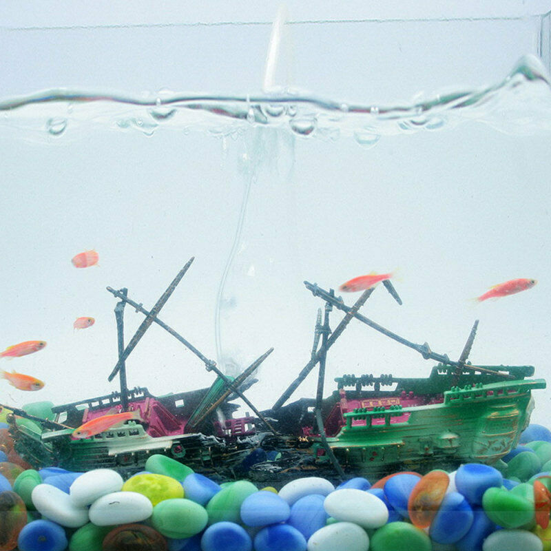 Aquarium Ornament Wreck Boat Sunk Ship Air Split Shipwreck Fish Tank Welt EKM