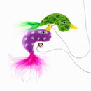 2pcs Cat Toys Interactive With Bells Elastic Rod Cat Plush Chick Toys A