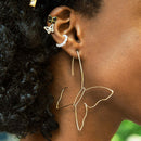 Metal Hollow Butterfly Hook Earrings Women Simple Geometric Eardrop Jewelry