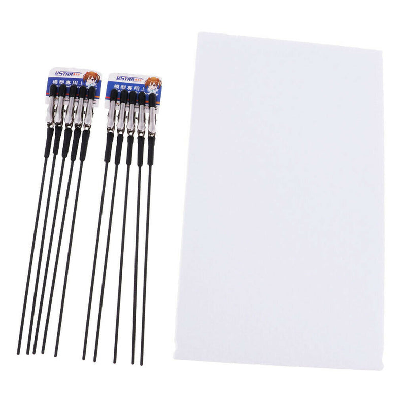 10pcs Alligator Clip Clamp Wrapped Iron Stick & Foam Base Set DIY Craft Tool