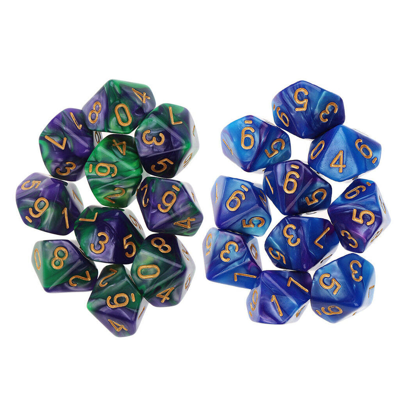 20PCS D10 Polyhedron Game Dice for RPG Dungeons and Dragons Party Games